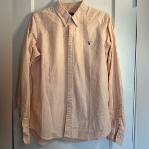 Youth, Ralph Lauren Slim Fit Size 12 Button-Down Shirt With Collar Peach Long Sl